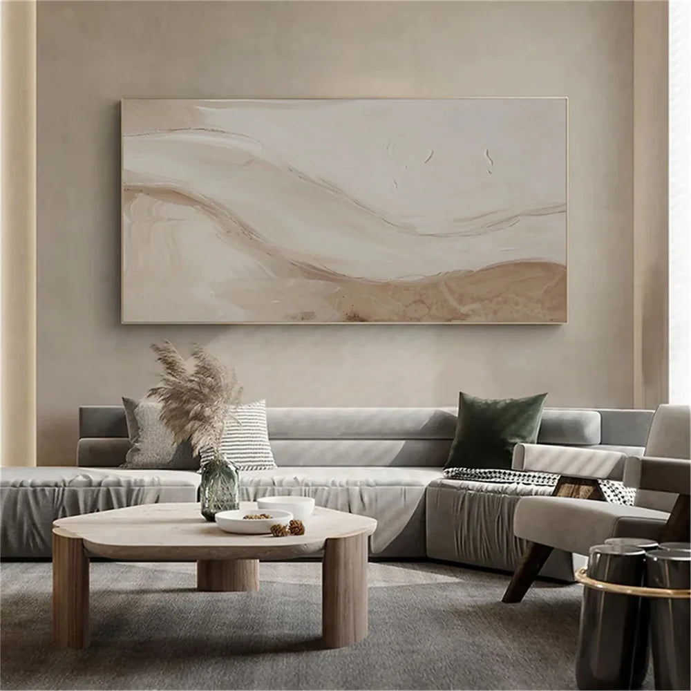 Beige and Brown Abstract Wall Art #AT004