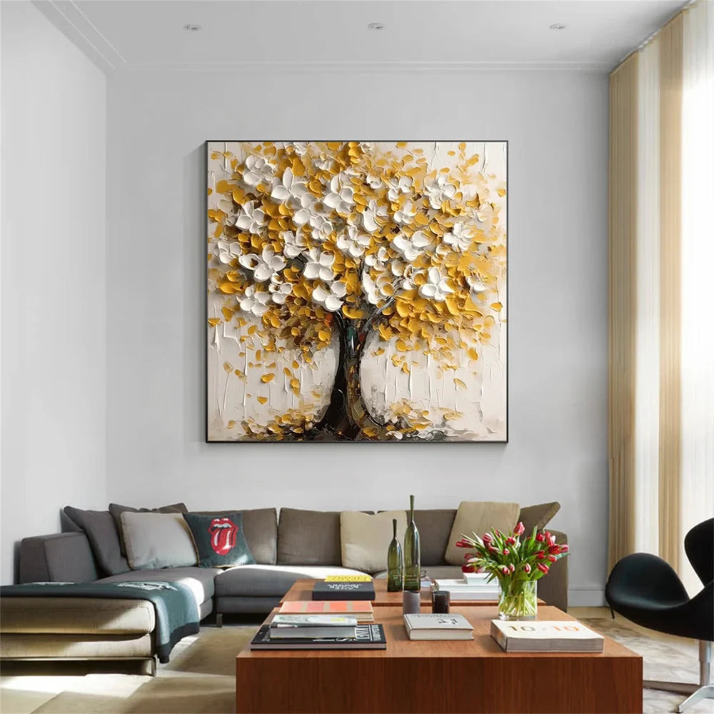 Flower & Tree Textured Abstract Wall Art #SF042