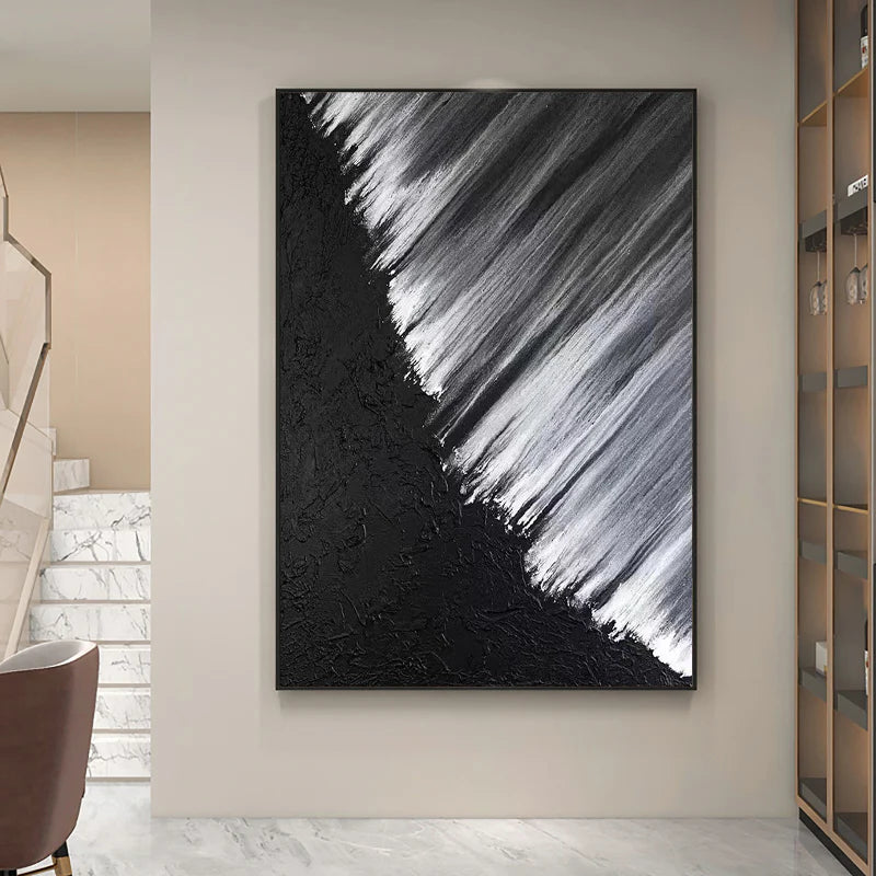 Black and White Minimalist Textured Wall Art #MT034
