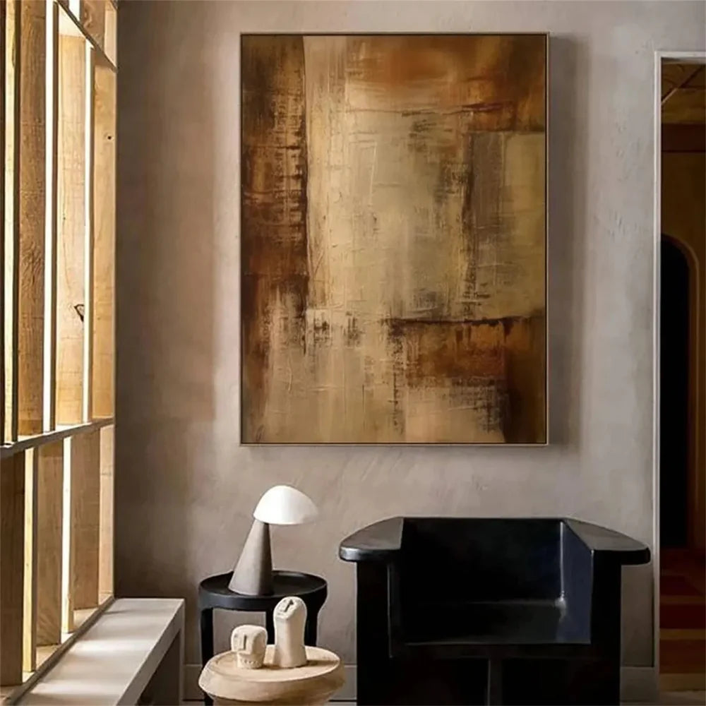 Beige and Brown Abstract Wall Art #AT105
