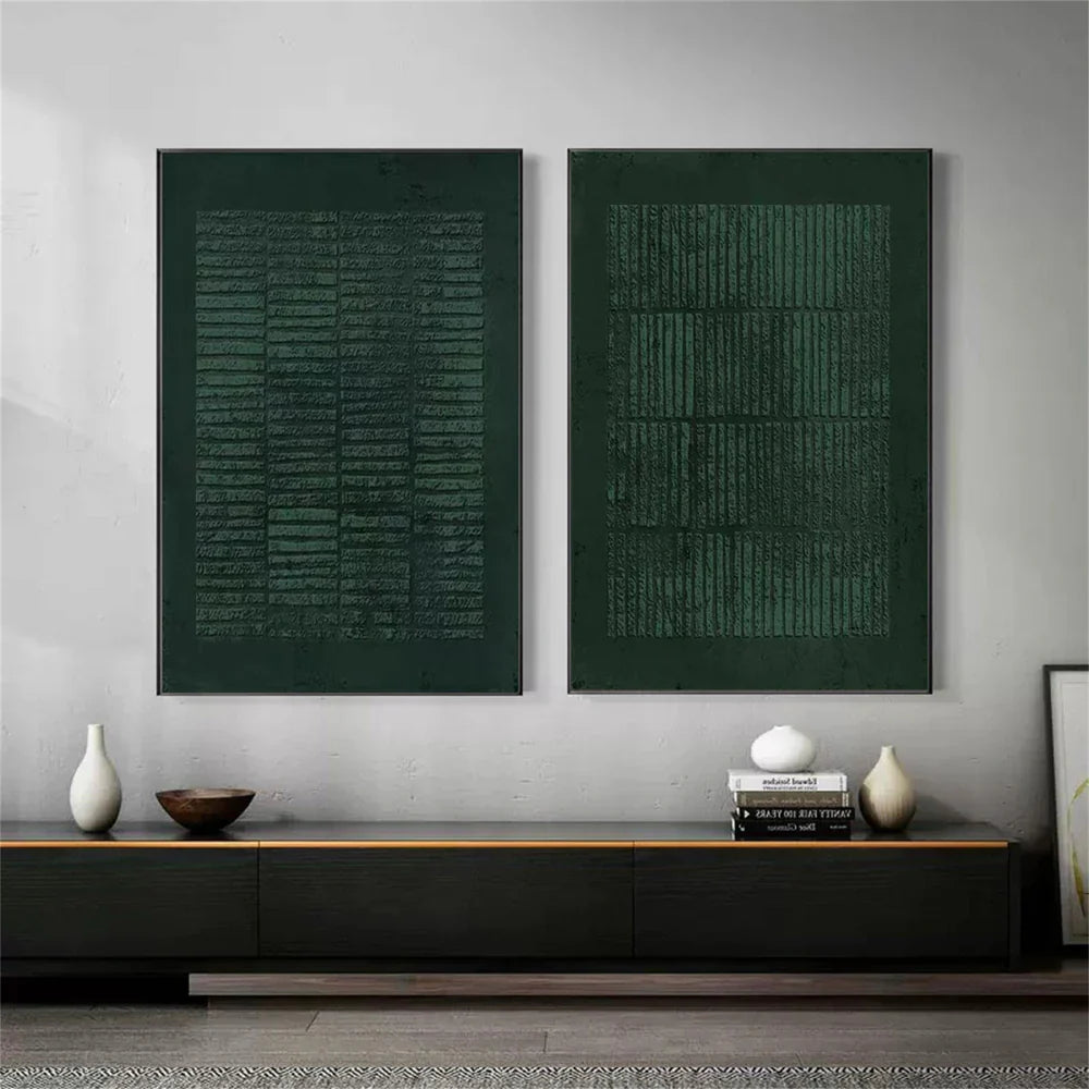 Green Minimalist Textured Wall Art Set of 2 #MT040