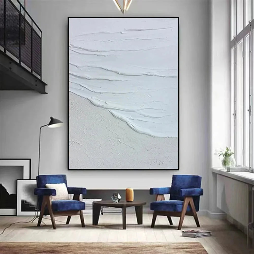 White Minimalist Textured Wall Art #MT116