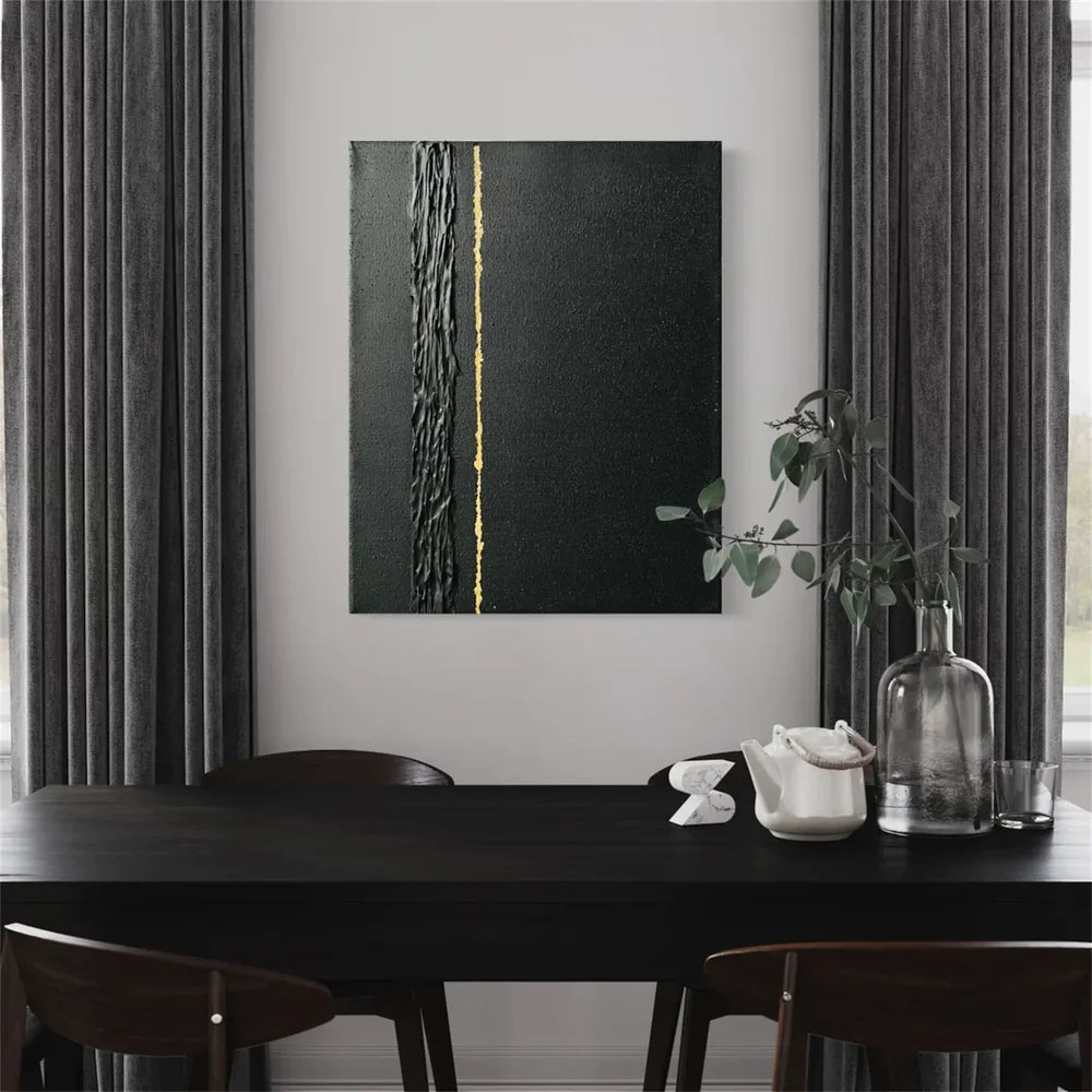 Black and Gold Minimalist Textured Wall Art #MT091