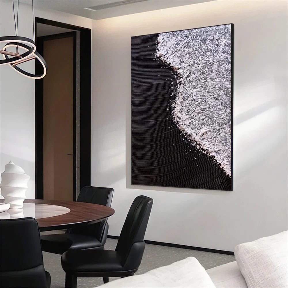 Black and White Minimalist Textured Wall Art #MT112