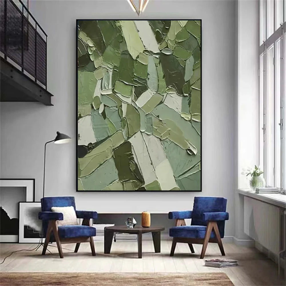 Green Abstract Textured Wall Art #AT034