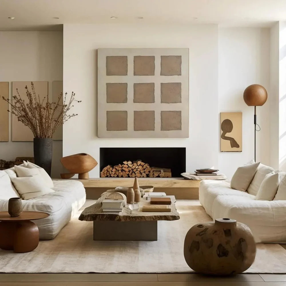 Beige & Brown Wabi Sabi Abstract Wall Art #WT040