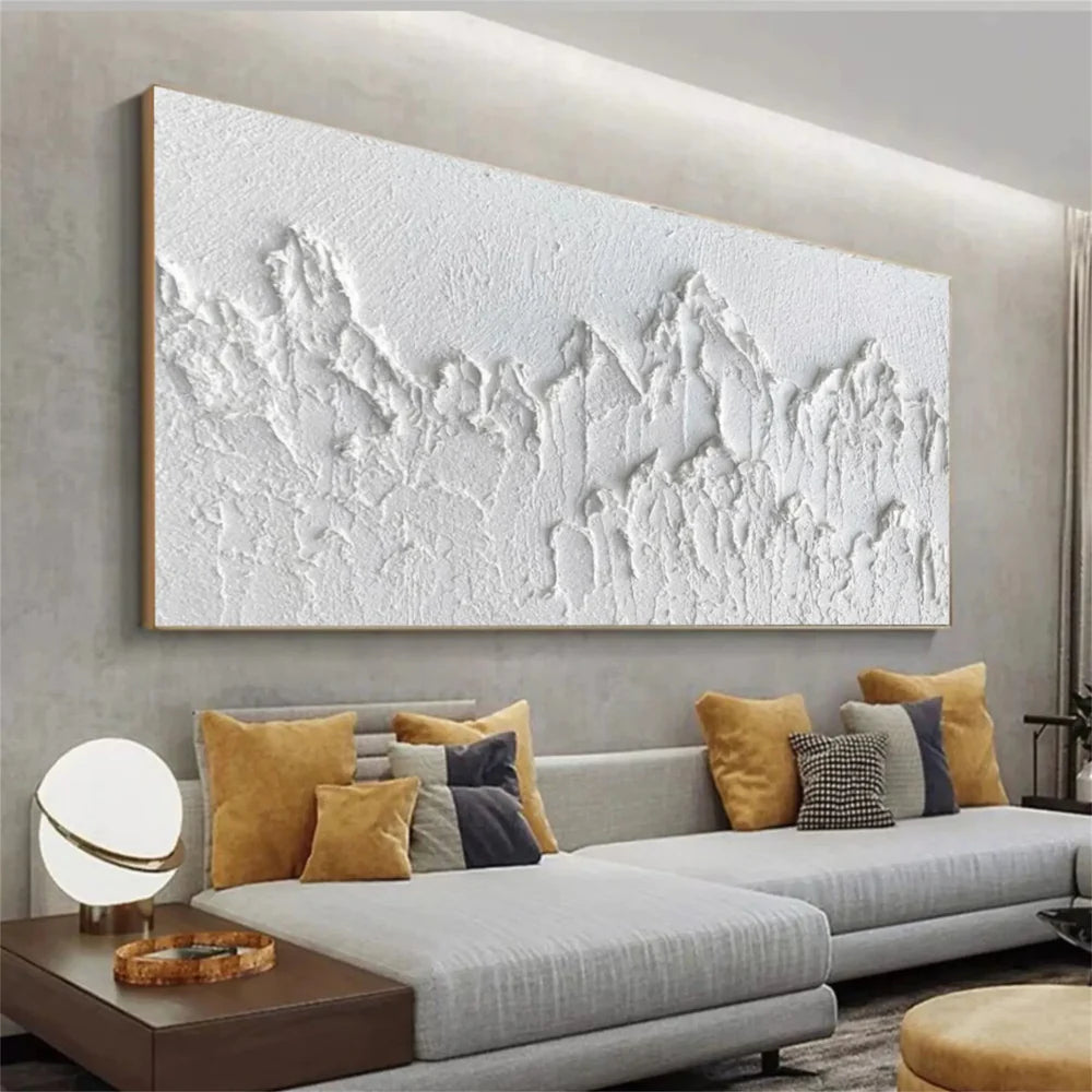 White Minimalist Textured Wall Art #MT074