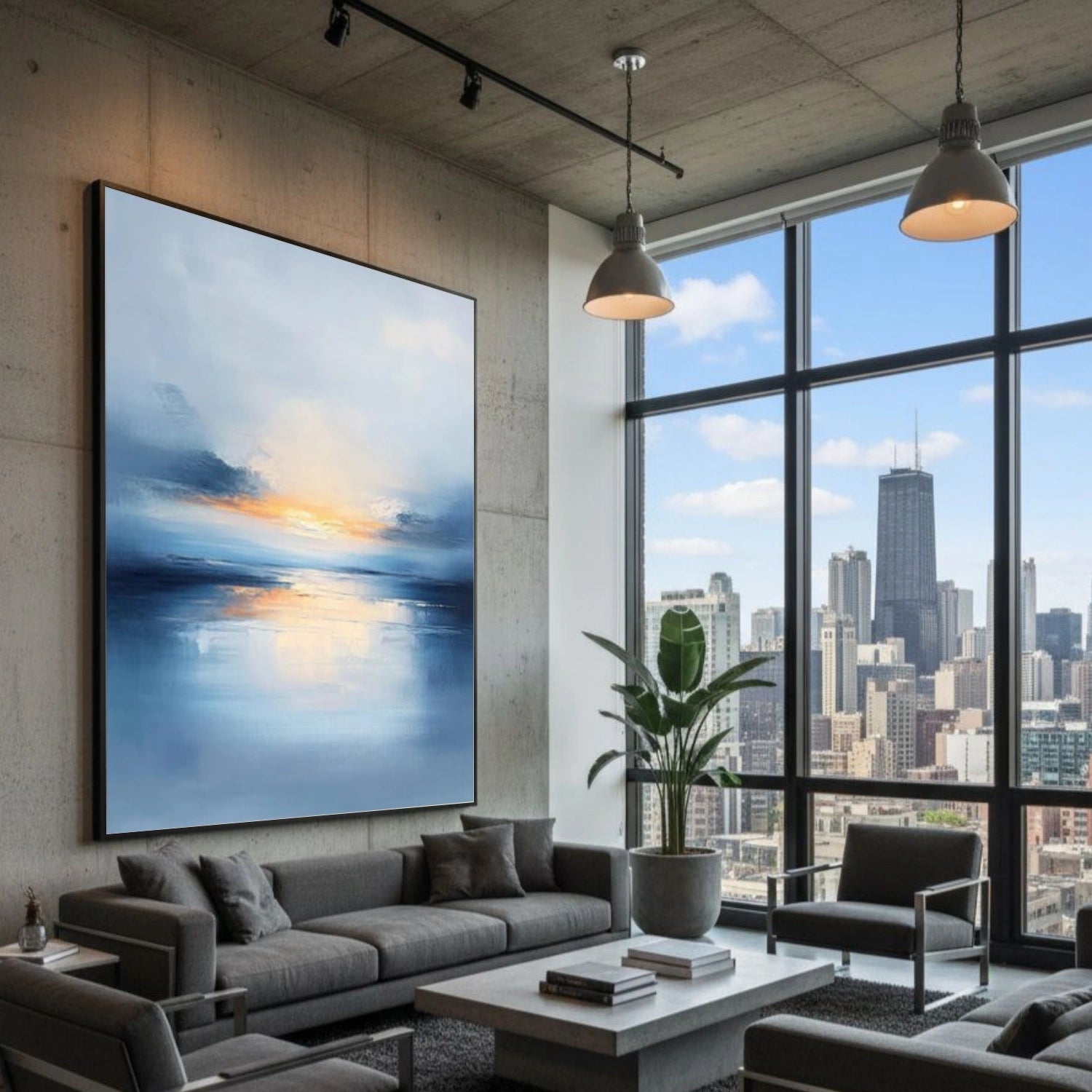 Ocean & Sky Abstract Wall Art #MO087