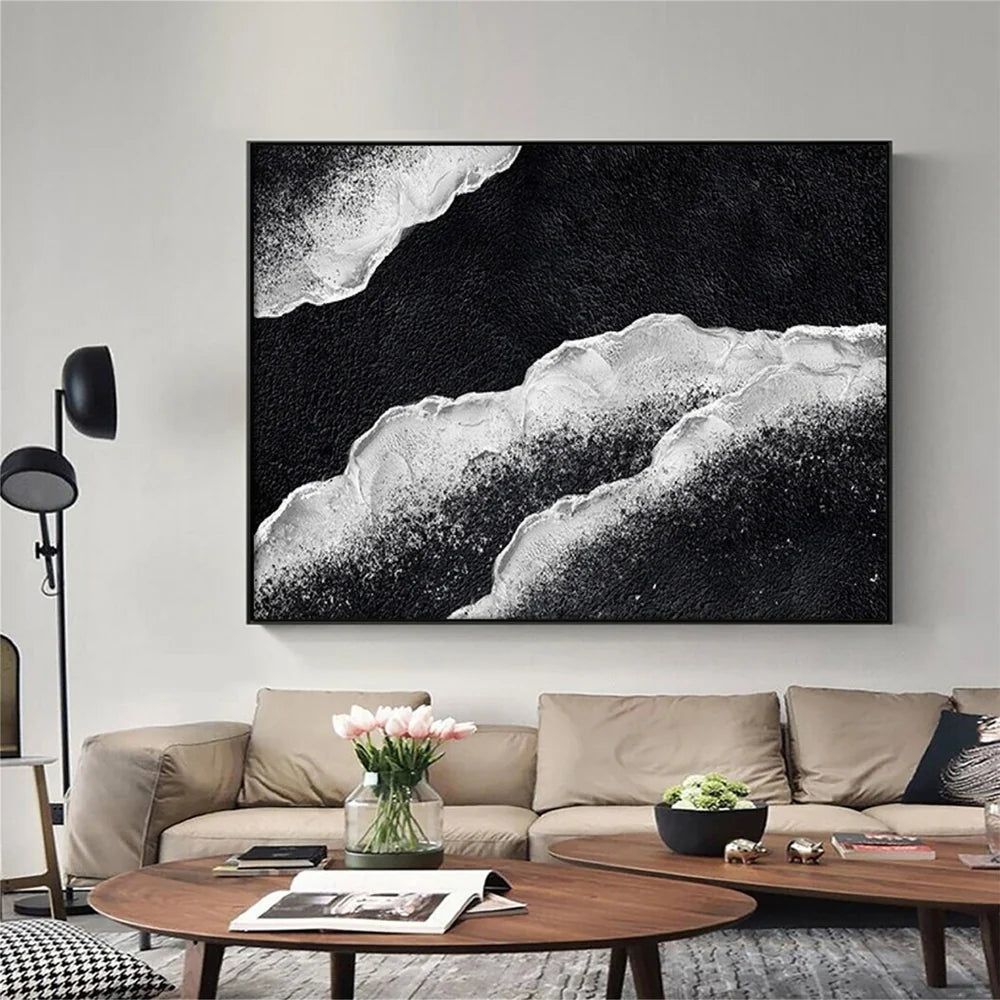 Black and White Minimalist Textured Wall Art #MT070