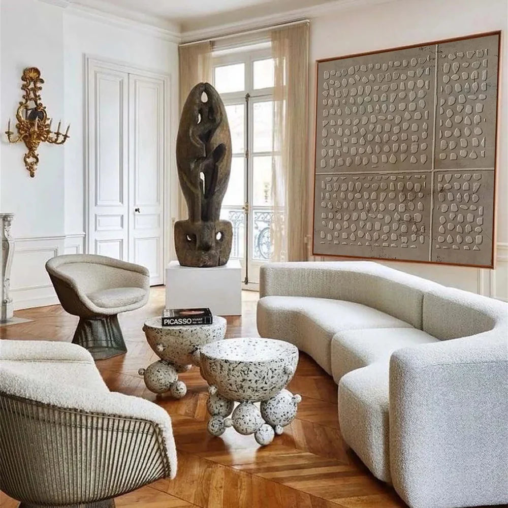 Beige and Brown Abstract Texture Wall Art #AT009