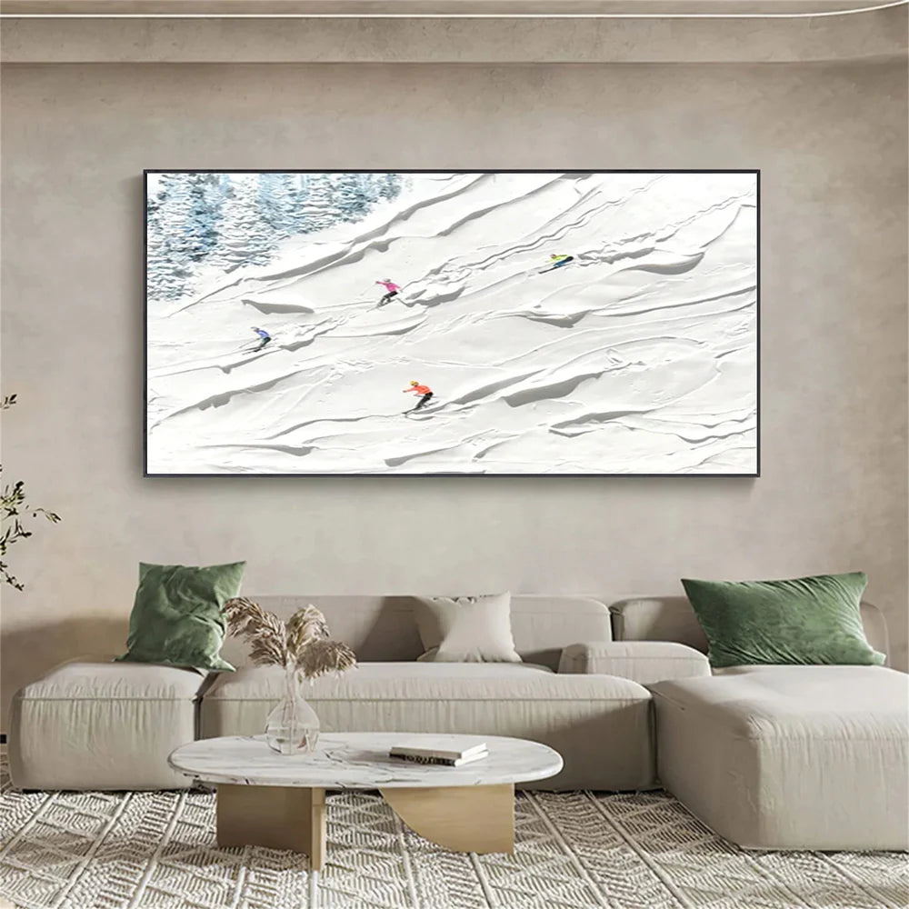 Skiing Sport Art Textured Canvas #PT001