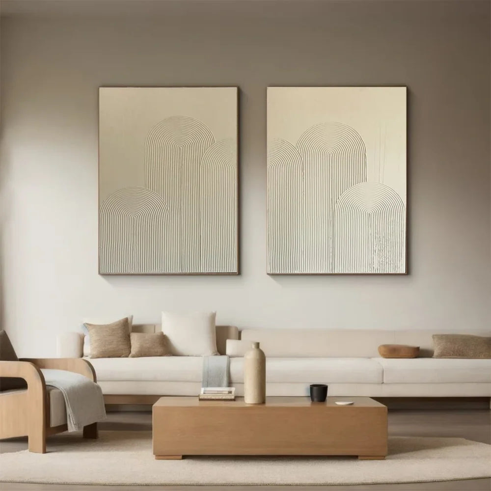 Beige and Brown Abstract Textured Wall Art Set Of 2 #AT082