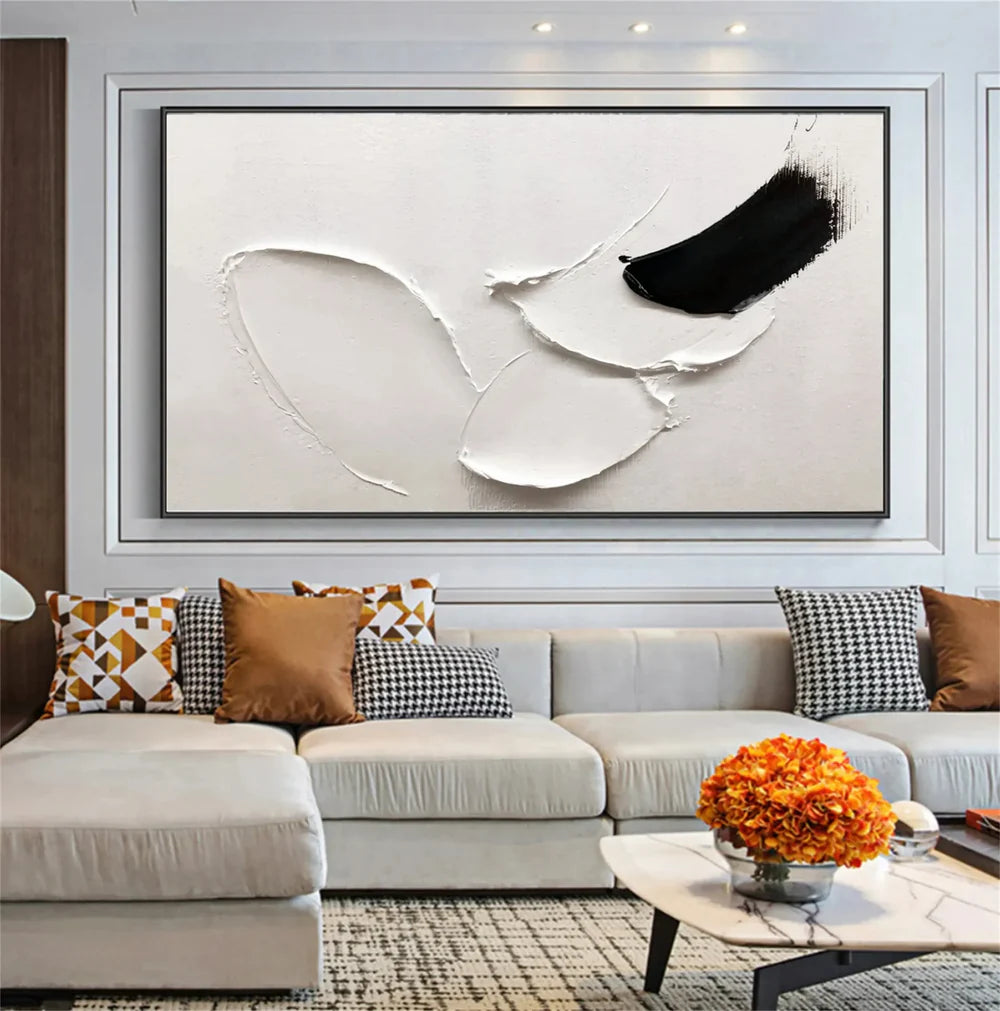 Black and White Minimalist Textured Wall Art #MT115