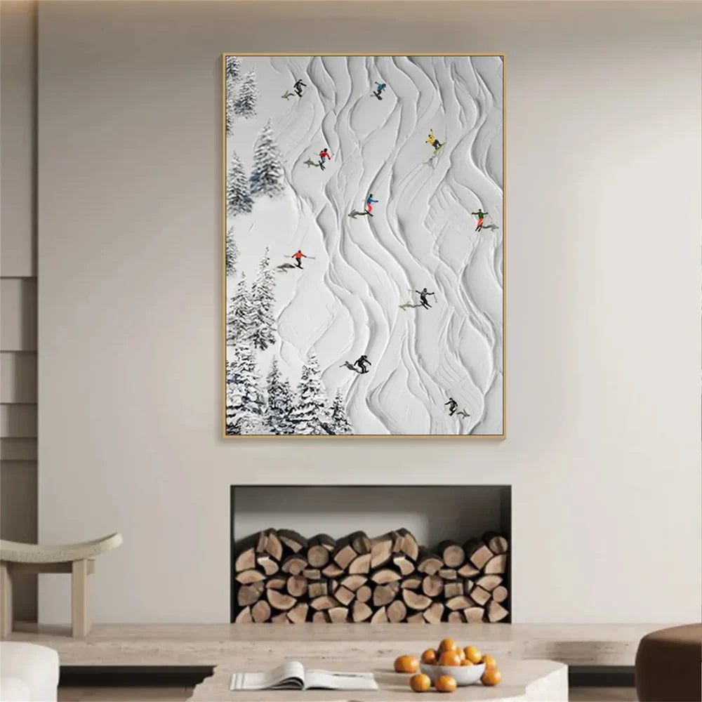 Skiing Sport Art Textured Canvas #PT012