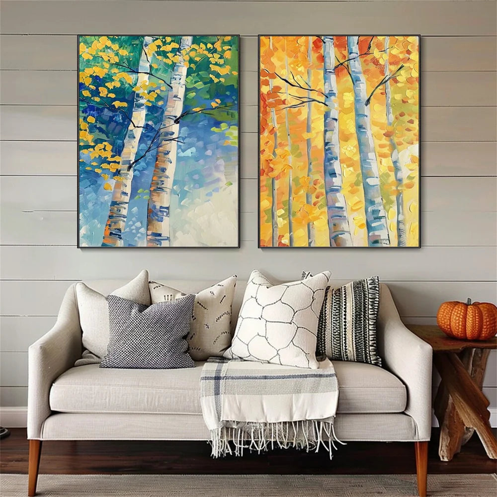 Flower & Tree Abstract Wall Art Set of 2 #SF041