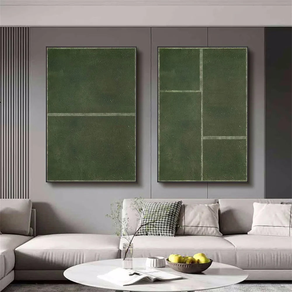 Green Minimalist Textured Wall Art Set of 2 #MT050