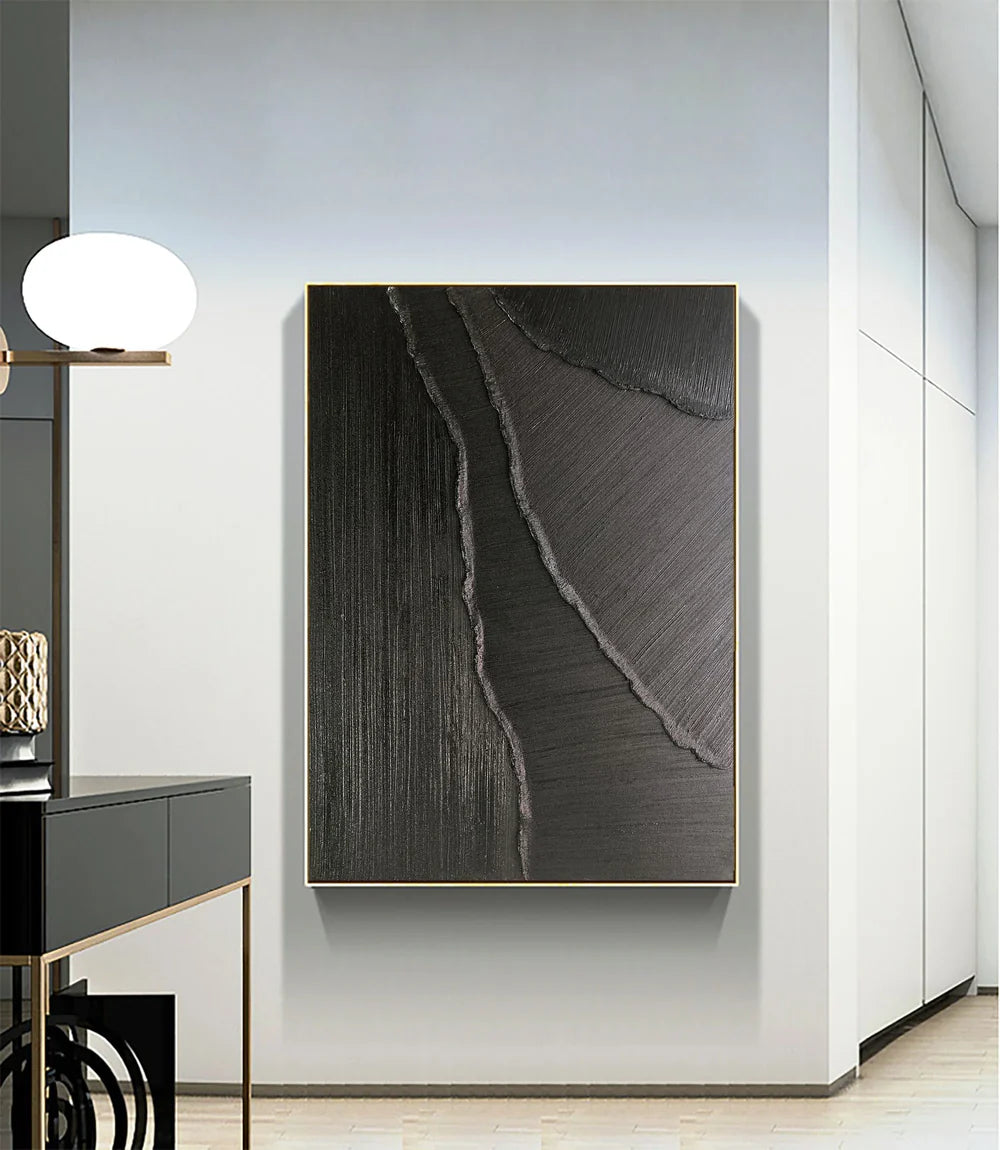 Black Minimalist Textured Wall Art #MT080