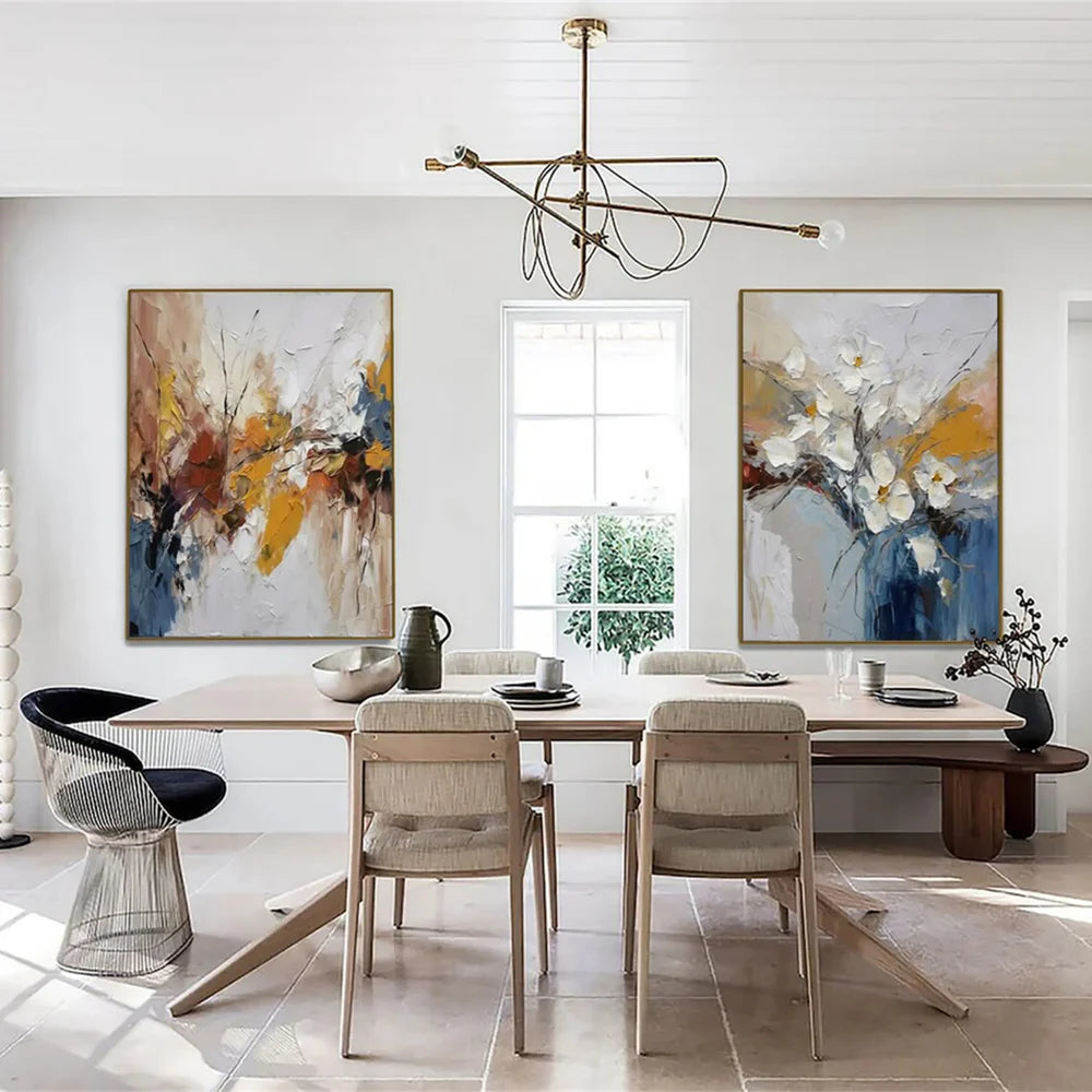 Flower & Tree Textured Abstract Wall Art Set of 2 #SF009