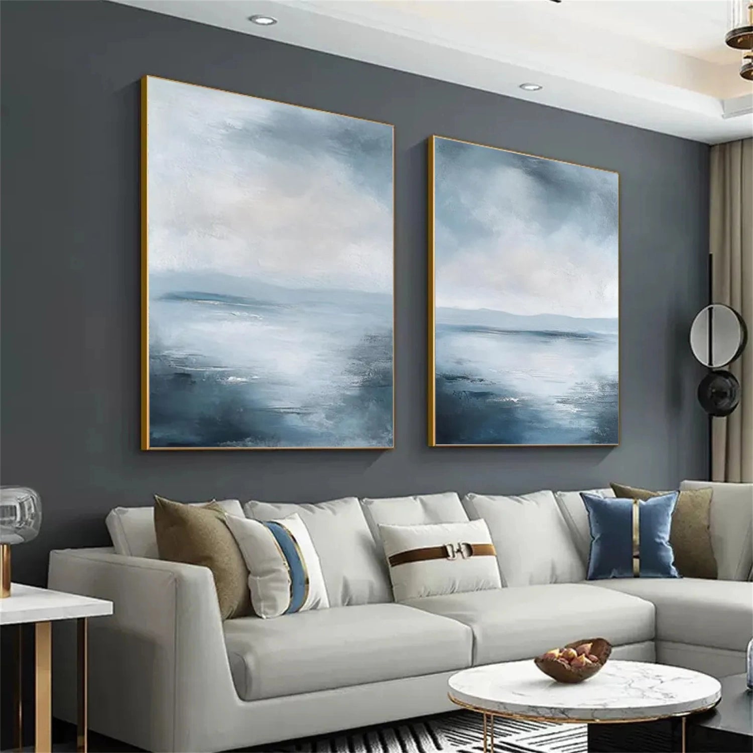 Ocean & Sky Abstract Wall Art Set of 2 #MO091