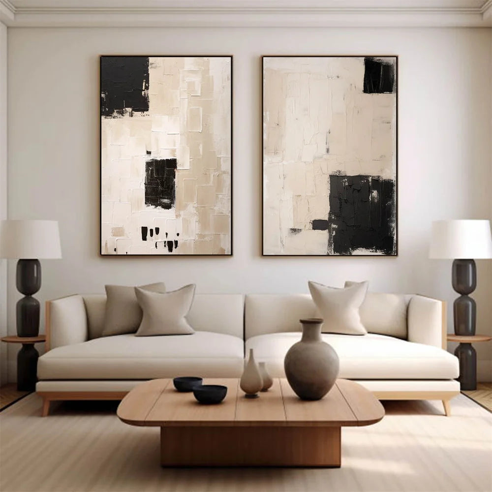 Beige and Brown Abstract Textured Wall Art Set Of 2 #AT103