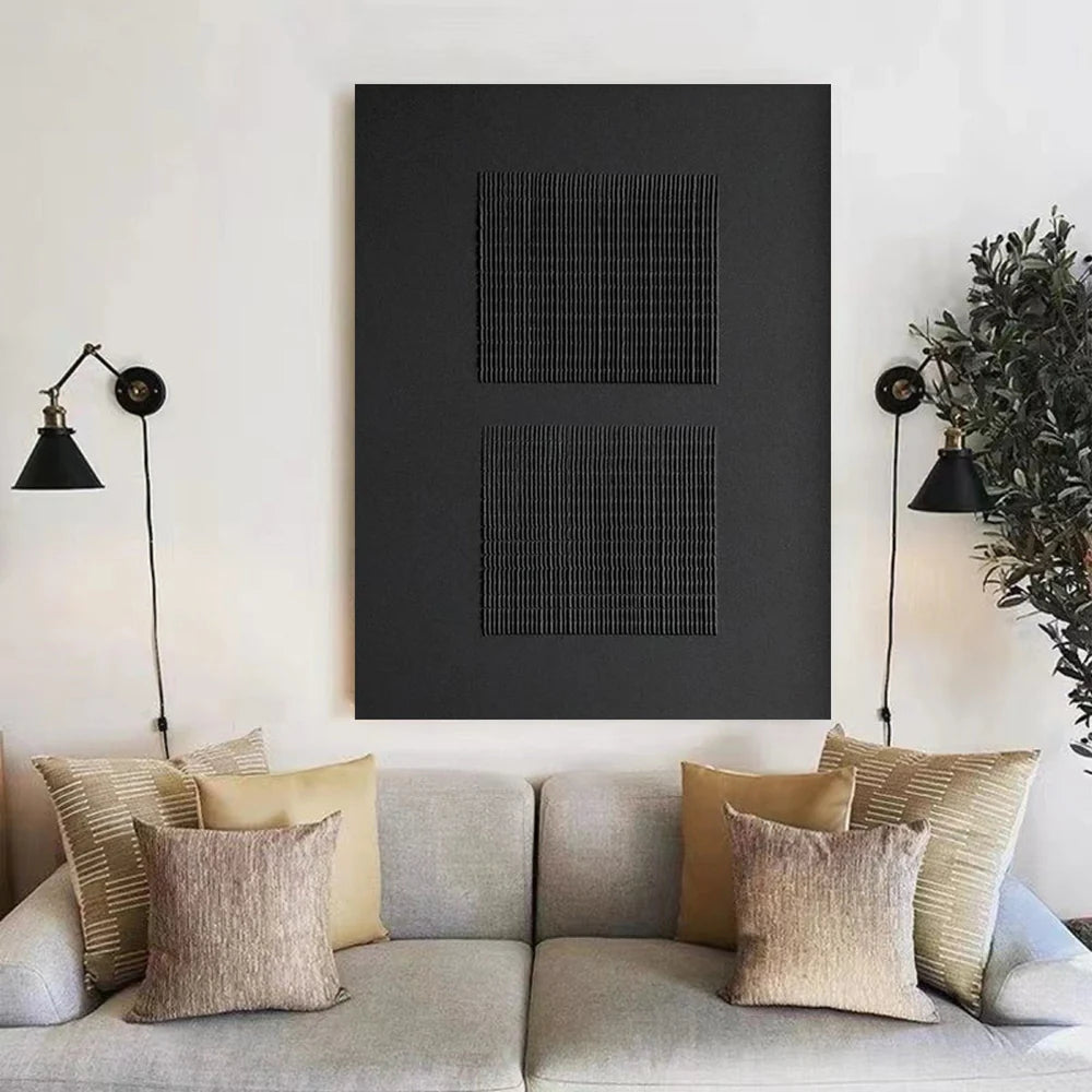 Black Minimalist Textured Wall Art #MT053