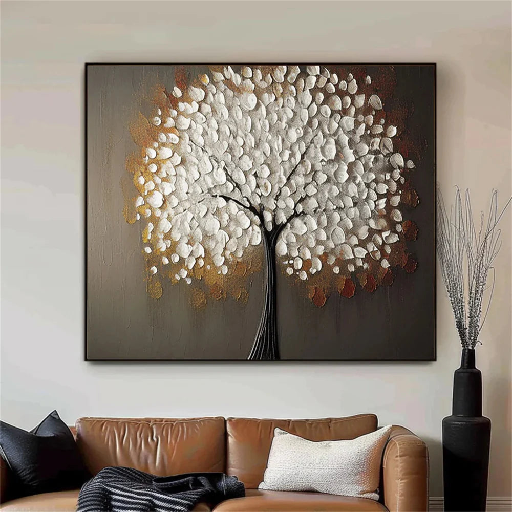 Flower & Tree Textured Abstract Wall Art #SF018