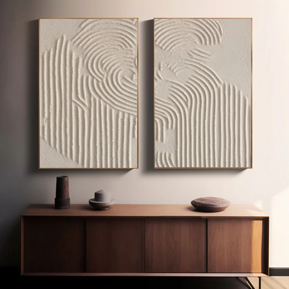 Beige and Brown Abstract Textured Wall Art Set Of 2 #AT014