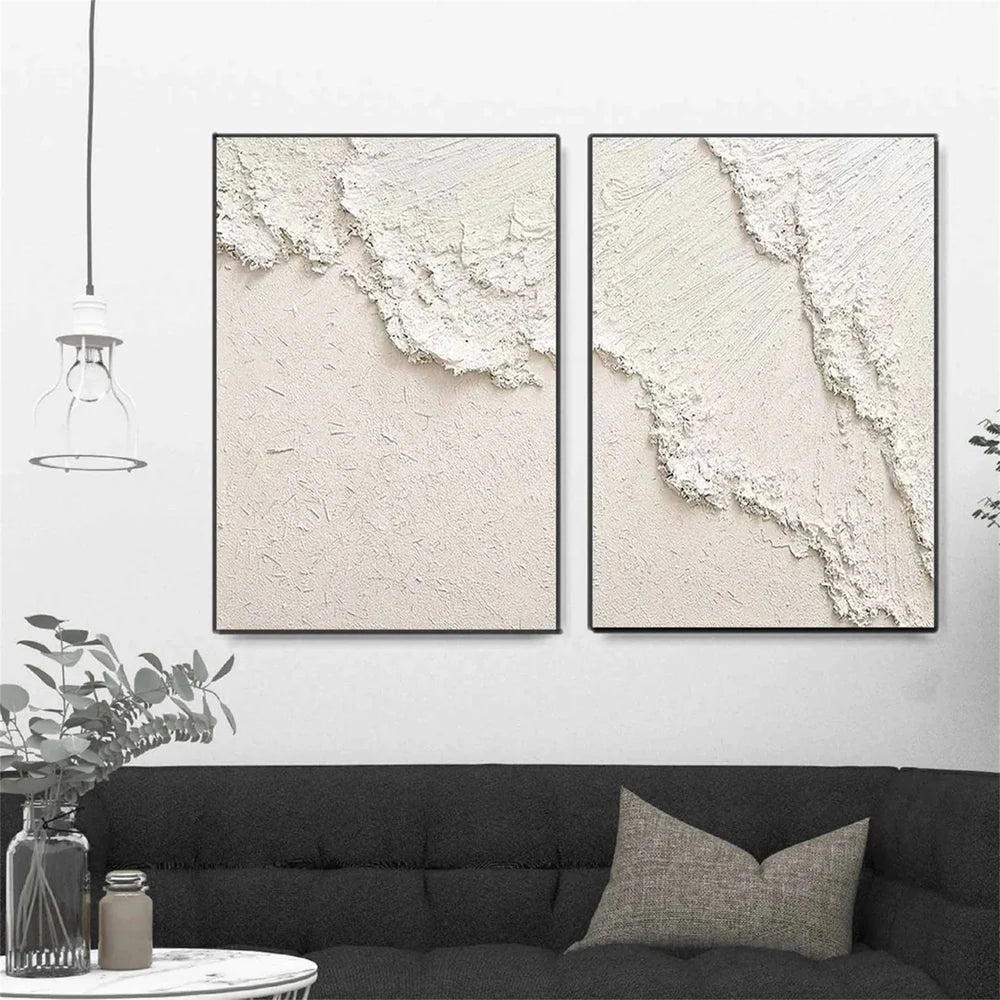 White Minimalist Textured Wall Art Set of 2 #MT121