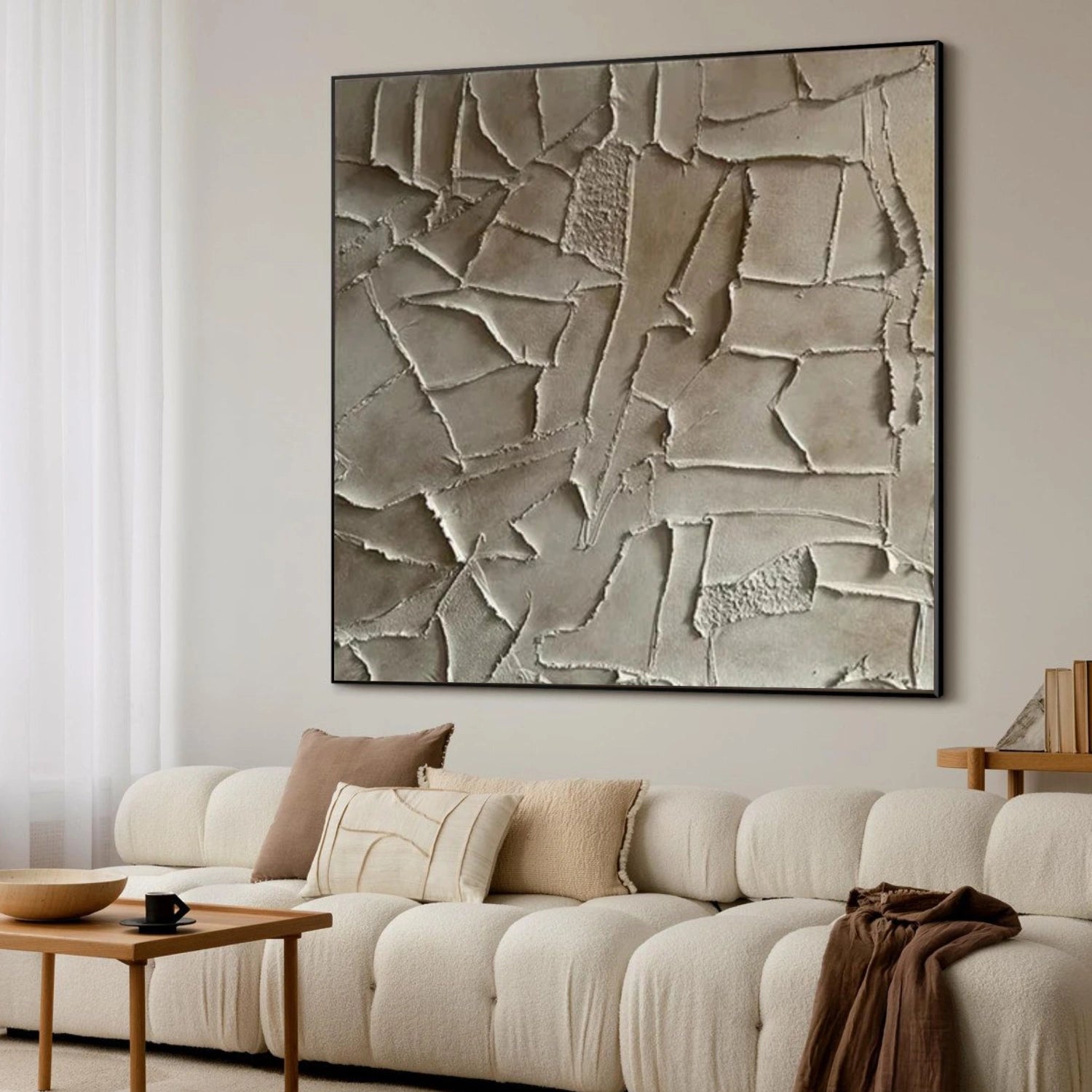 Beige and Brown Abstract Textured Wall Art #AT141