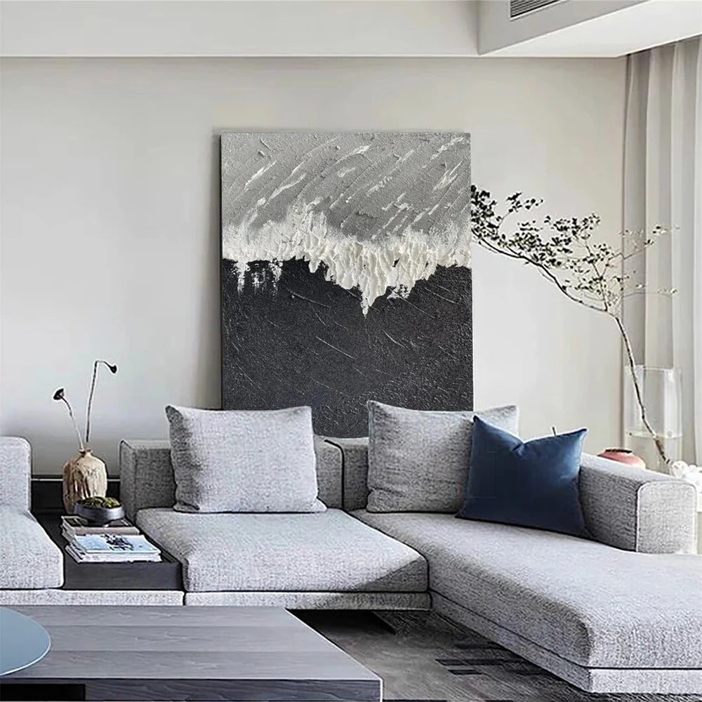 Black and White Minimalist Textured Wall Art #MT069