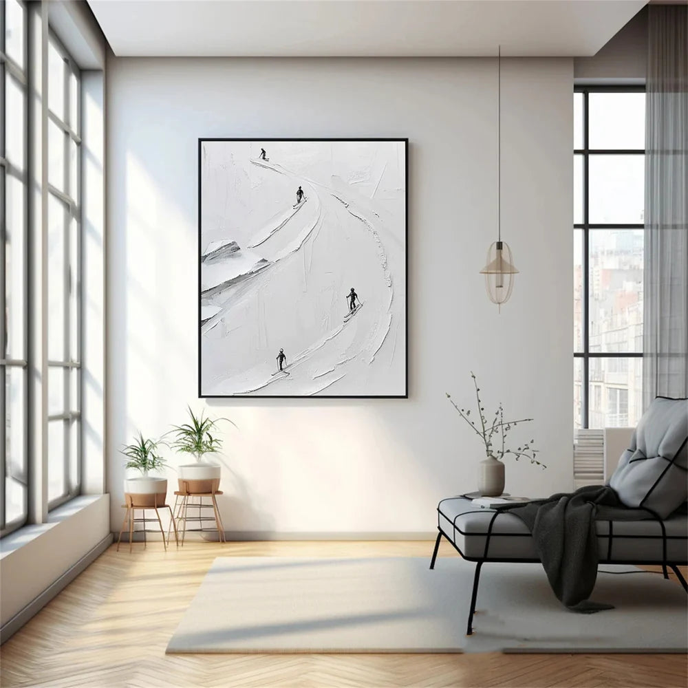 Skiing Sport Art Textured Canvas #PT040