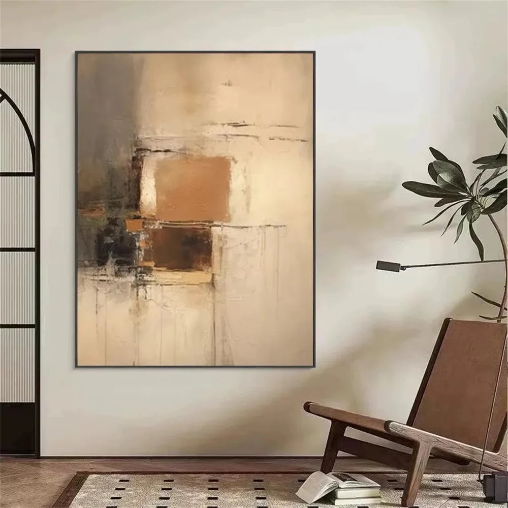 Beige and Brown Abstract Wall Art #AT104