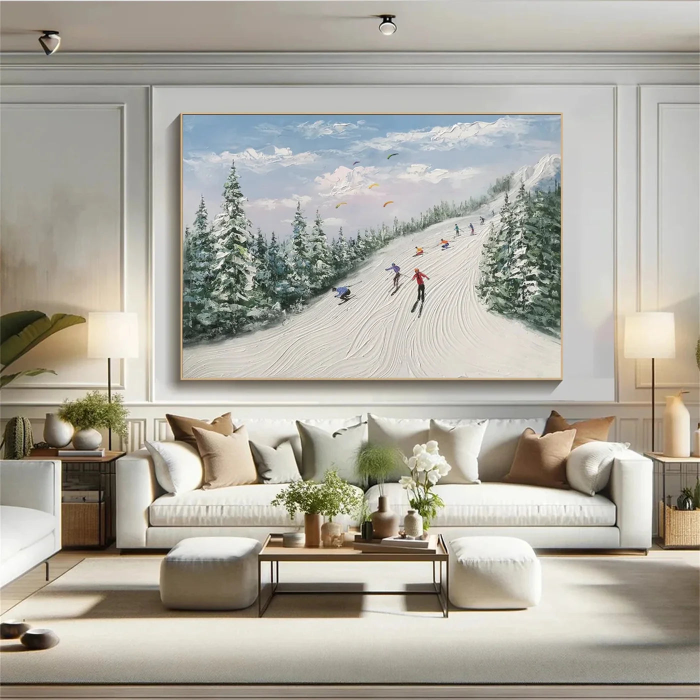 Skiing Sport Art Textured Canvas #PT003