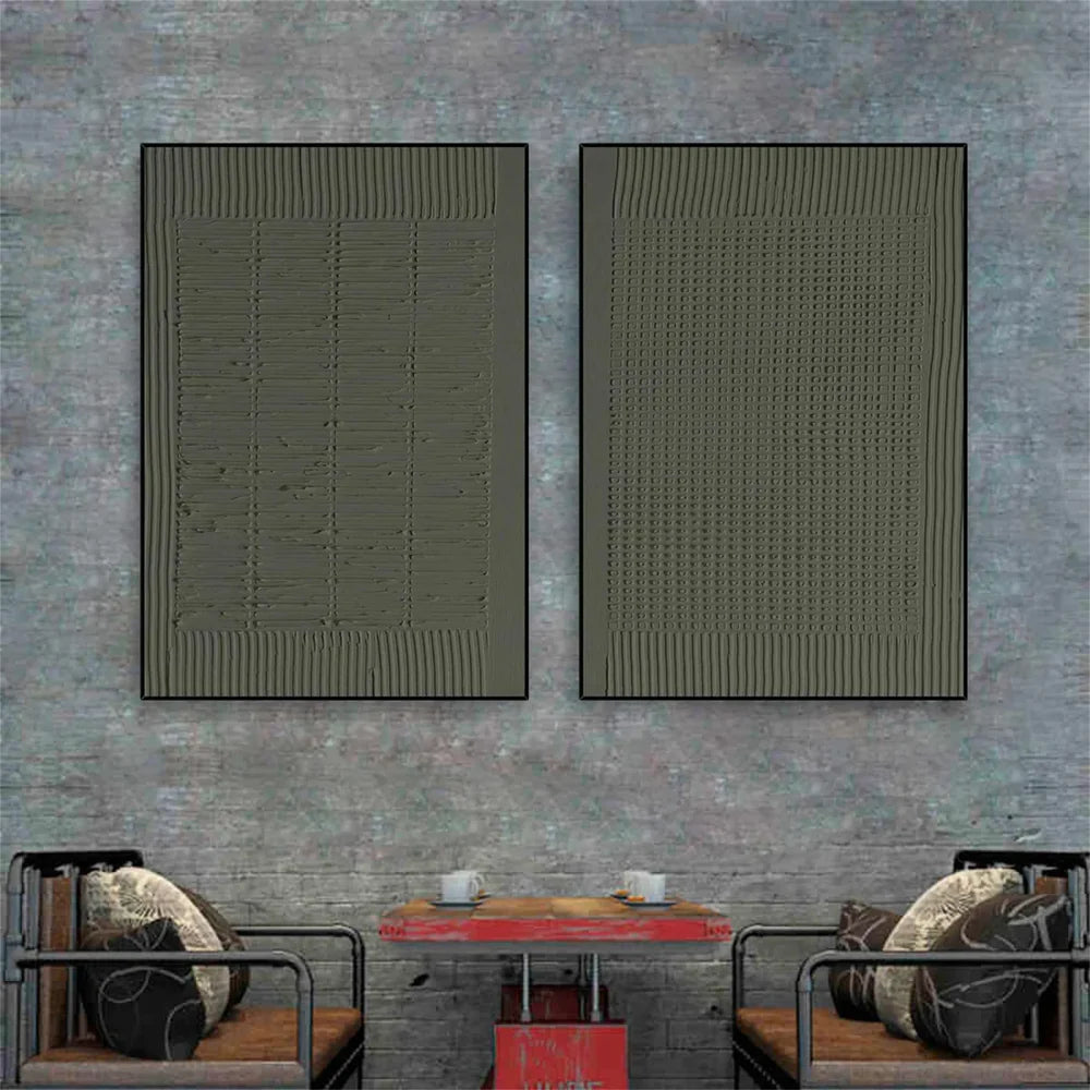 Green Minimalist Textured Wall Art Set of 2 #MT023