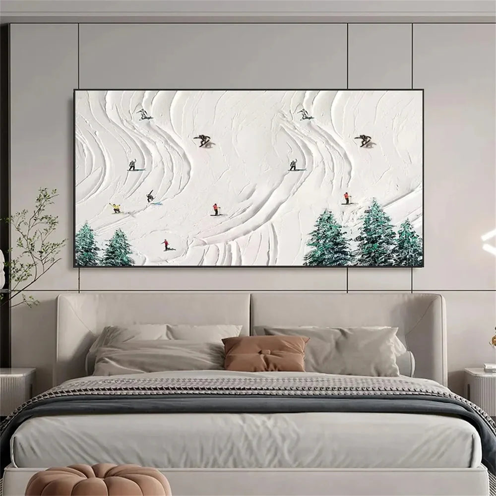 Skiing Sport Art Textured Canvas #PT018