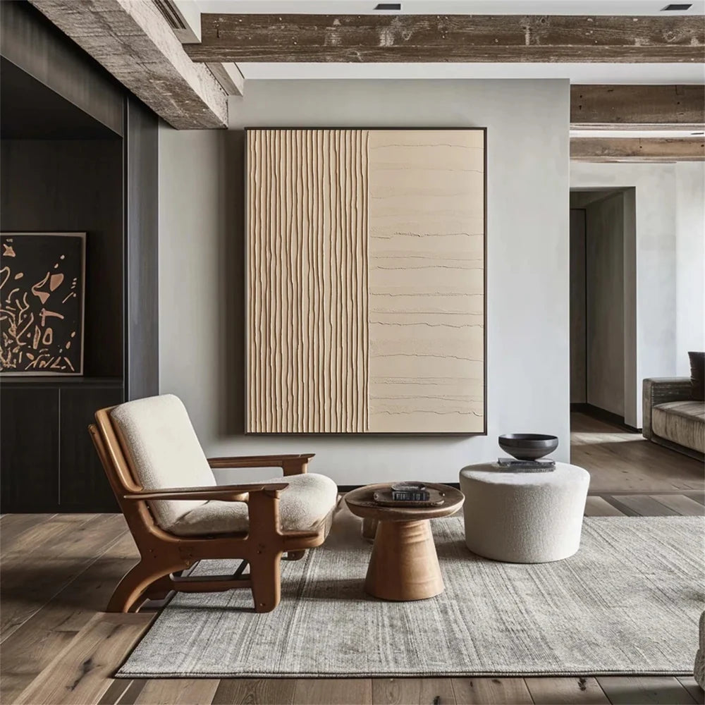 Beige and Brown Abstract Texture Wall Art #AT015