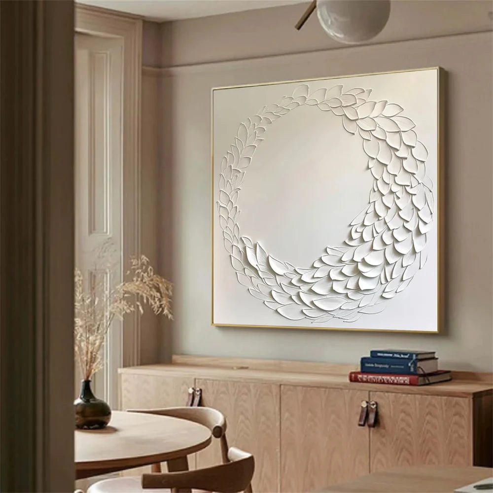 White Minimalist Textured Wall Art #MT125