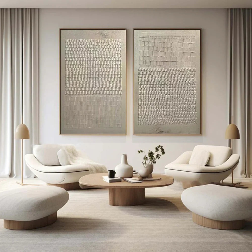 Beige and Brown Abstract Textured Wall Art Set Of 2 #AT083