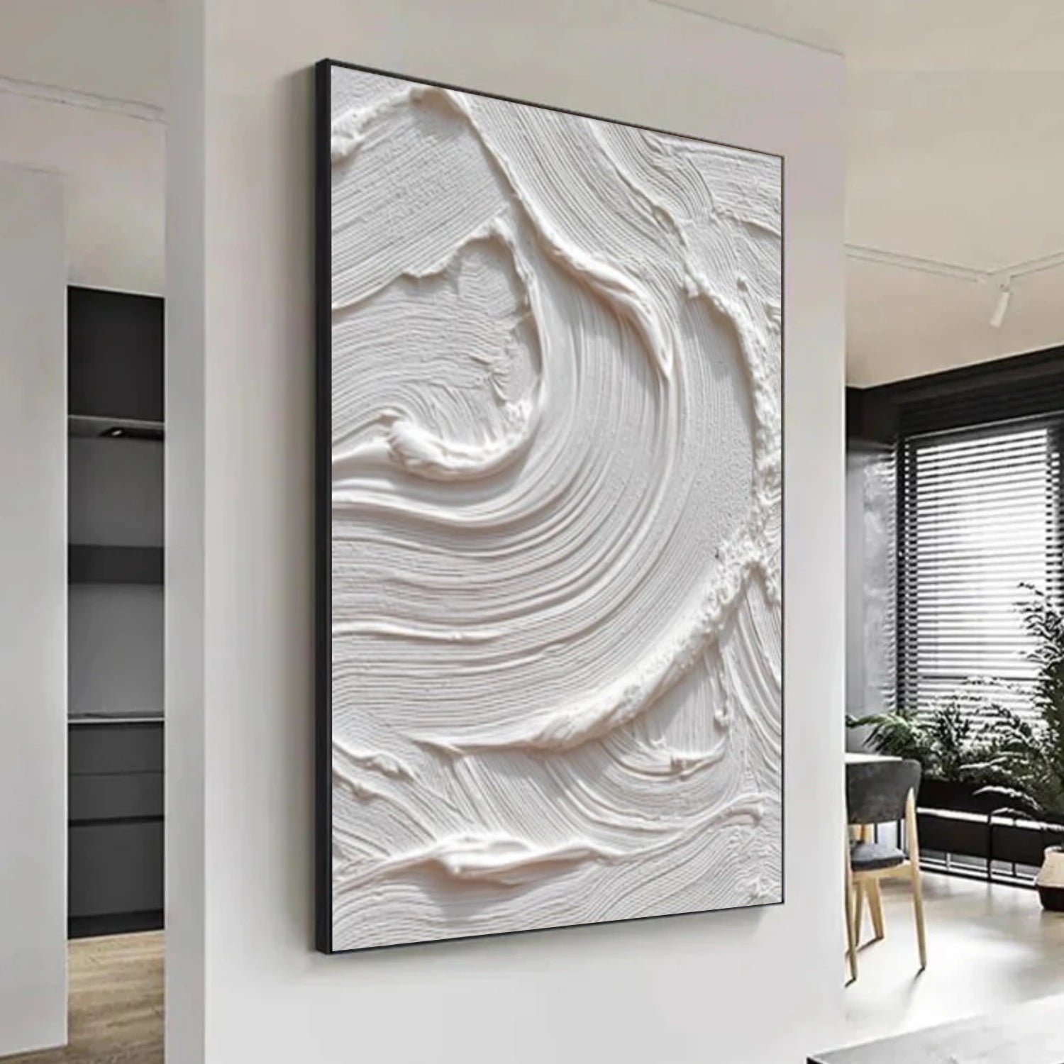 White Minimalist Textured Wall Art #MT150