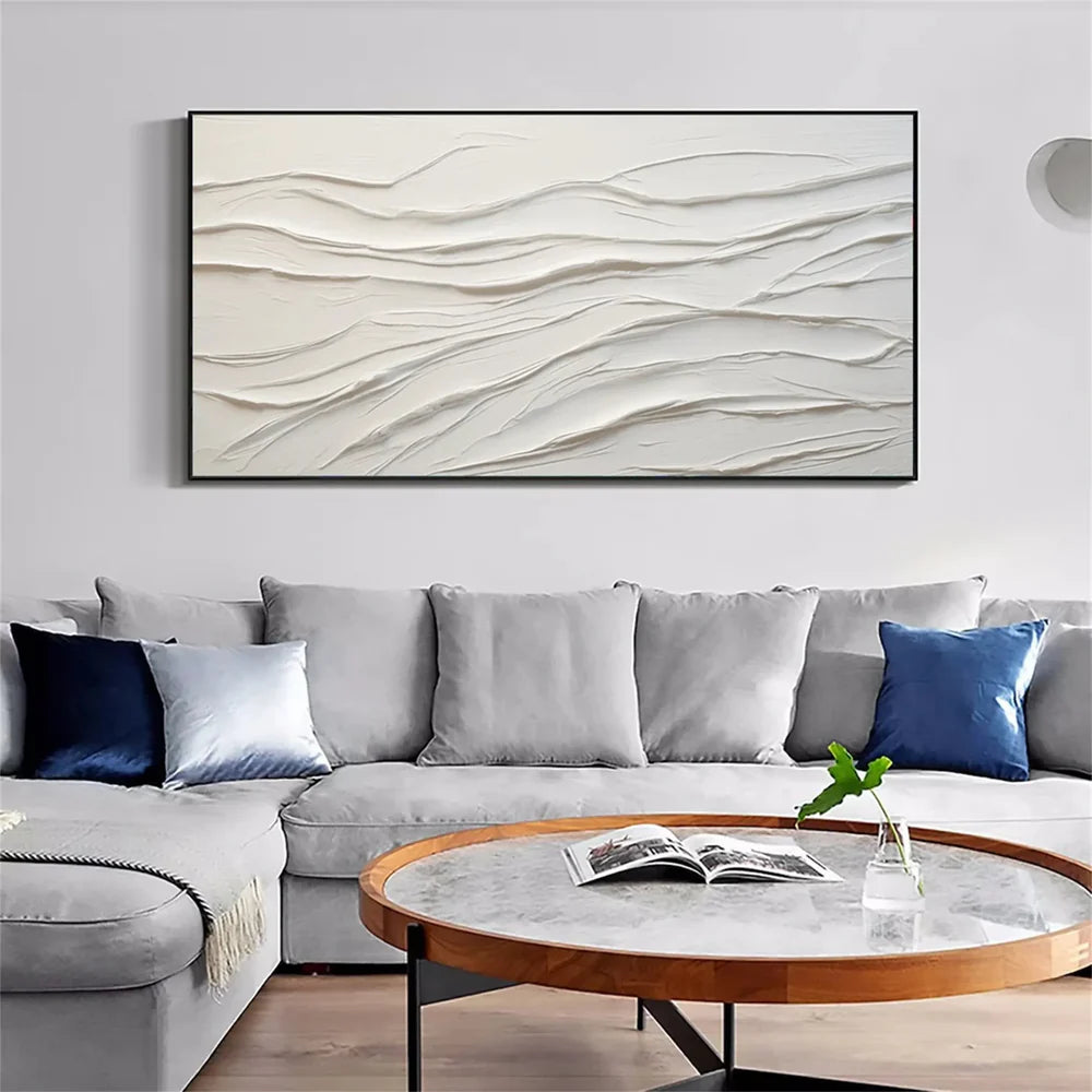 White Minimalist Textured Wall Art #MT093