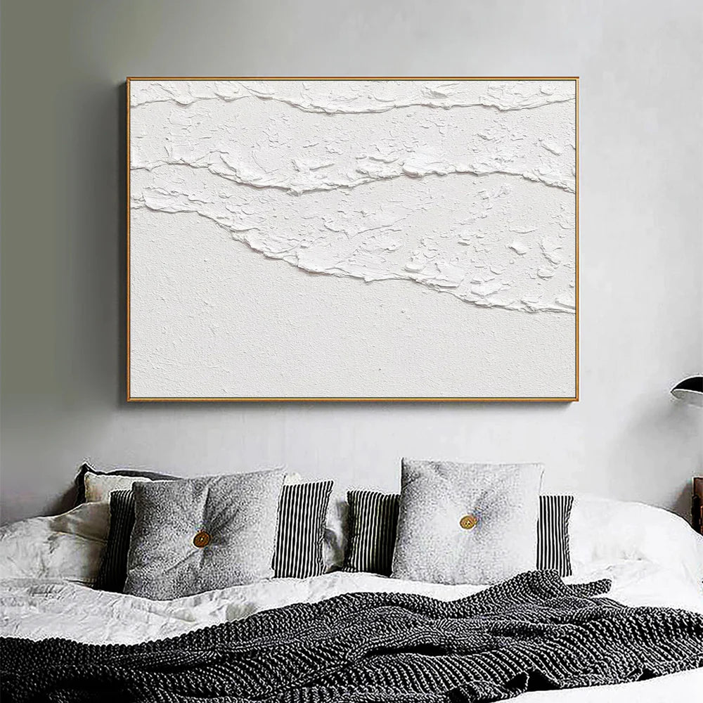 White Minimalist Textured Wall Art #MT025