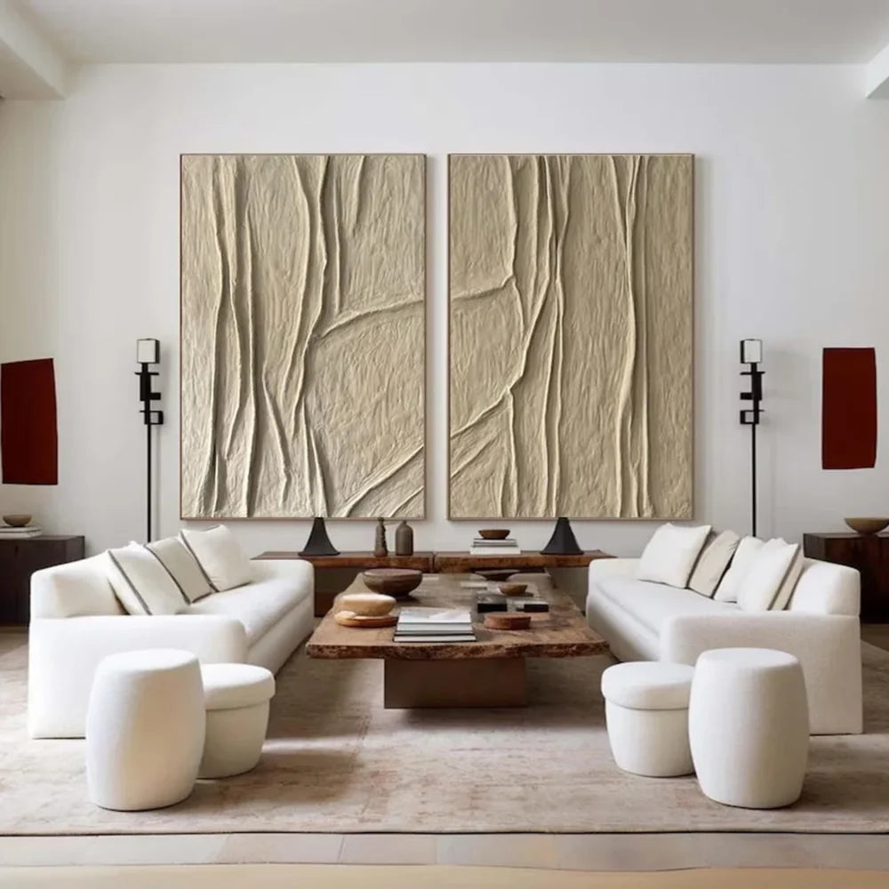 Beige and Brown Abstract Textured Wall Art Set Of 2 #AT041