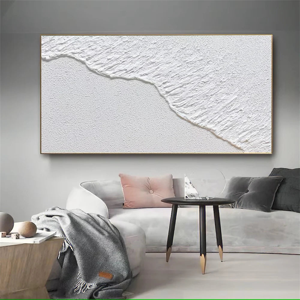 White Minimalist Textured Wall Art #MT026
