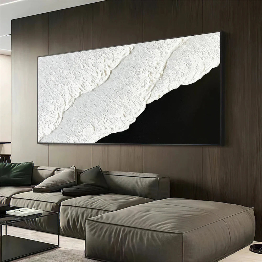 Black and White Minimalist Textured Wall Art #MT046