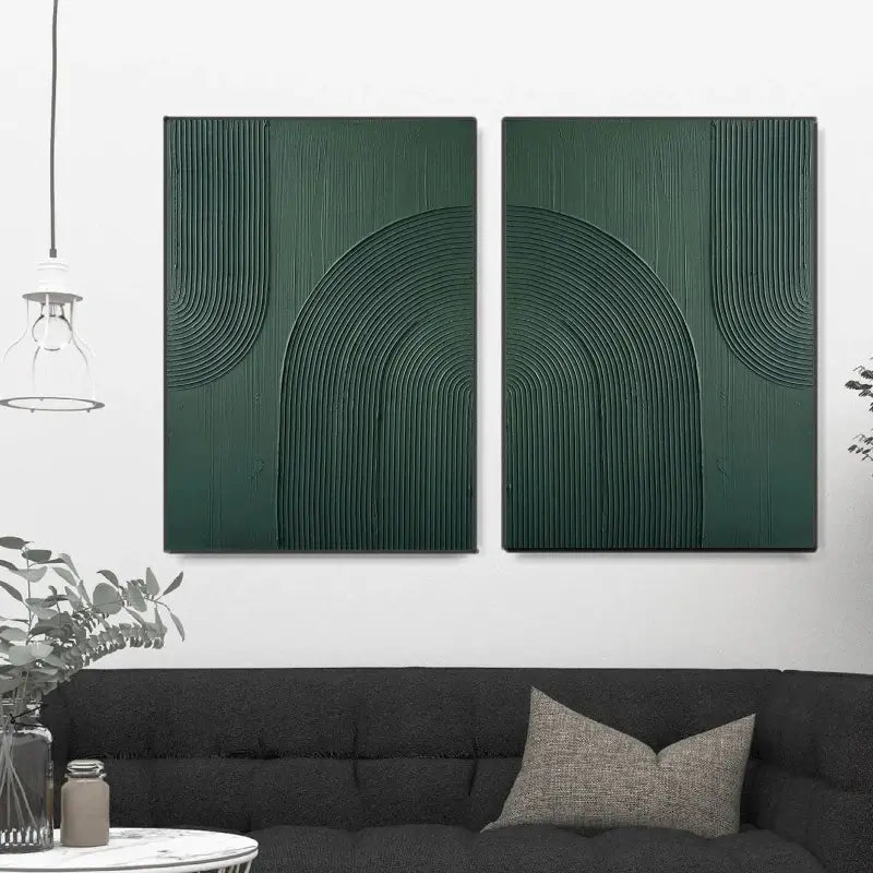 Green Minimalist Textured Wall Art Set of 2 #MT049