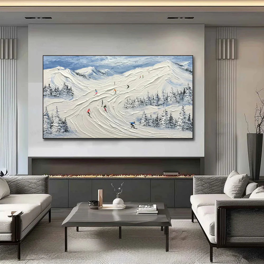 Skiing Sport Art Textured Canvas #PT011