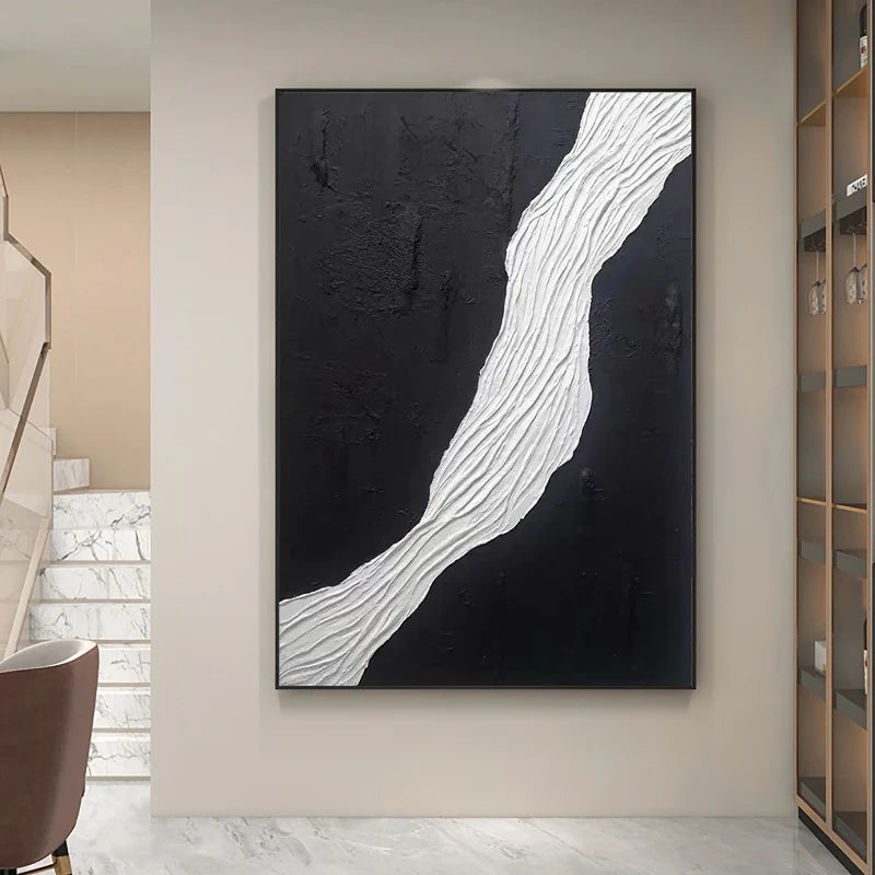 Black and White Minimalist Textured Wall Art #MT033