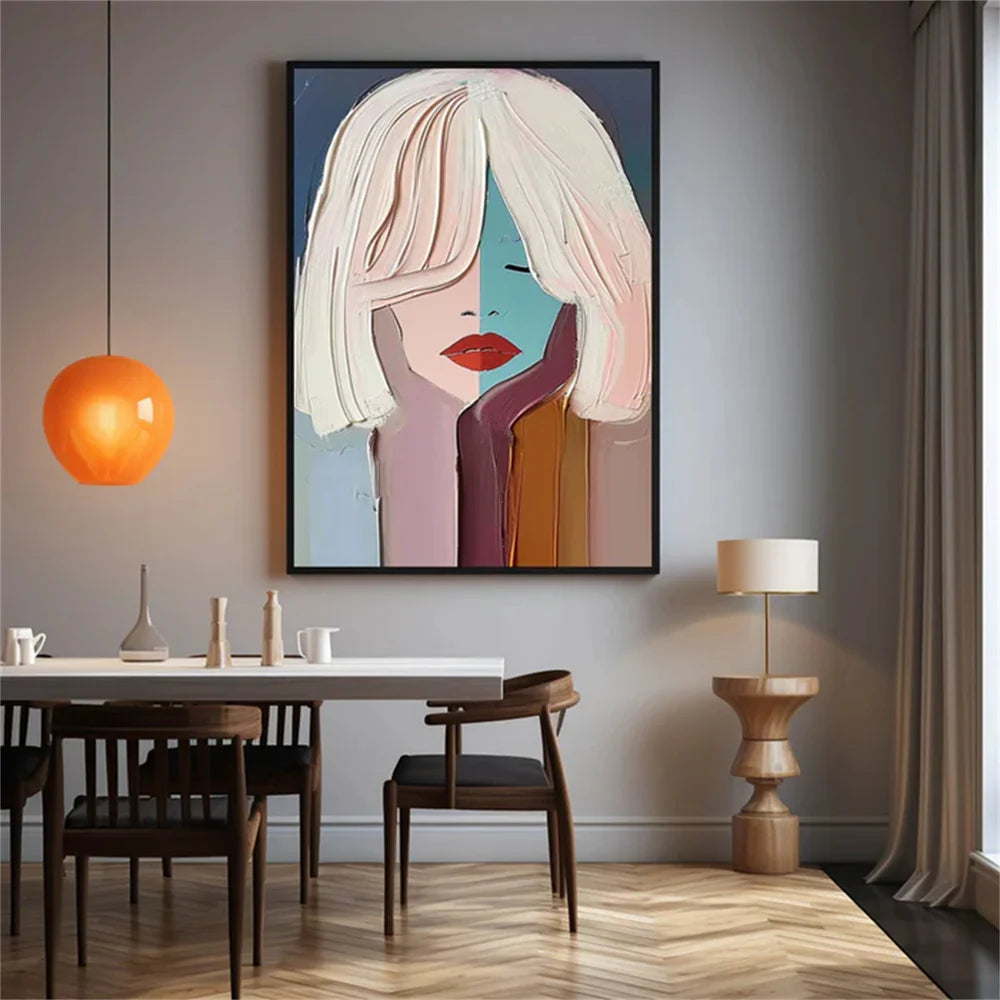 Abstract Portrait Textured Wall Art #PB003