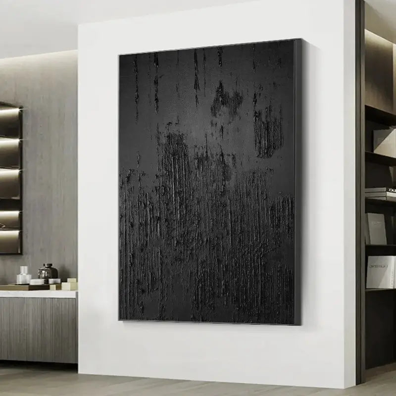 Black Minimalist Textured Wall Art #MT052