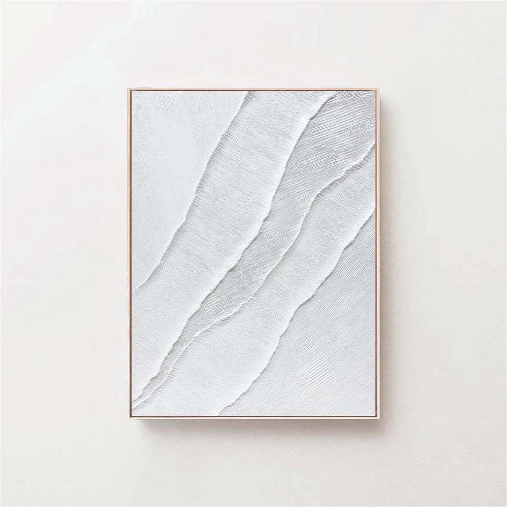 White Minimalist Textured Wall Art #MT097